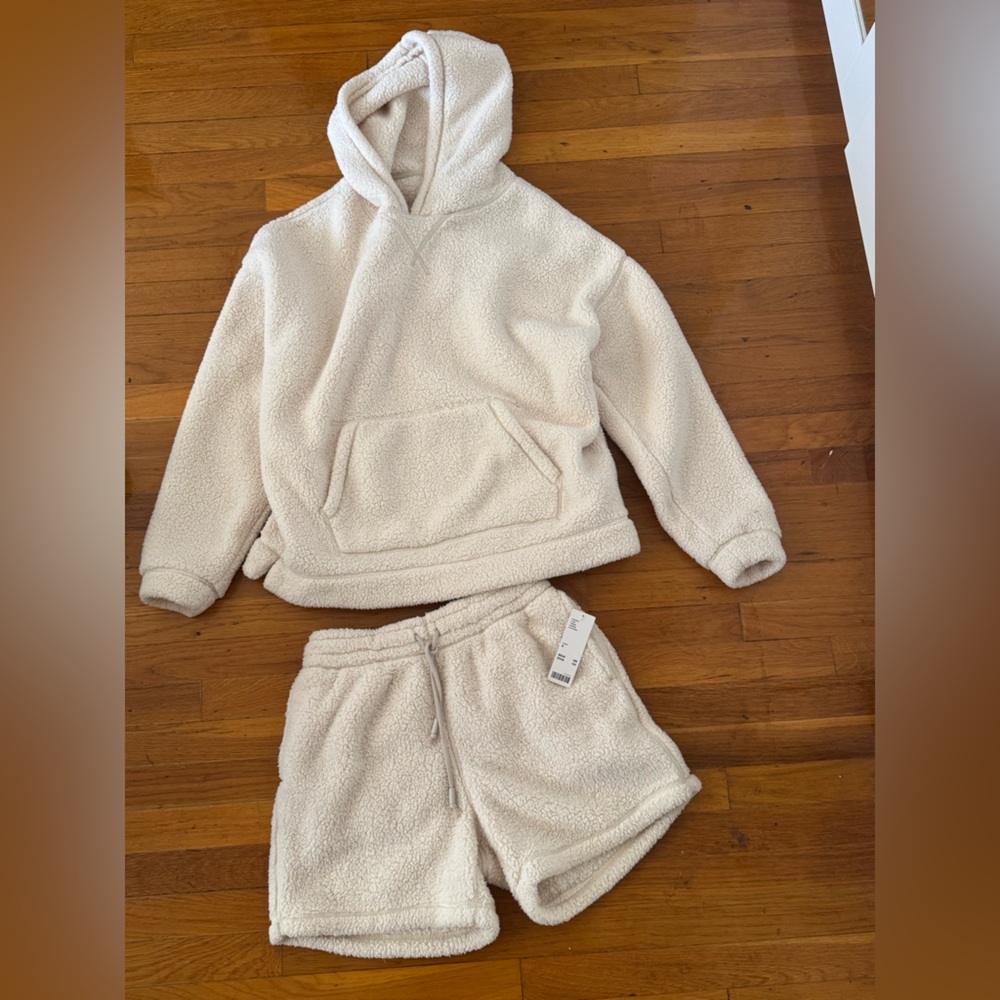 Cozy Cream Sherpa Hoodie and Shorts Set